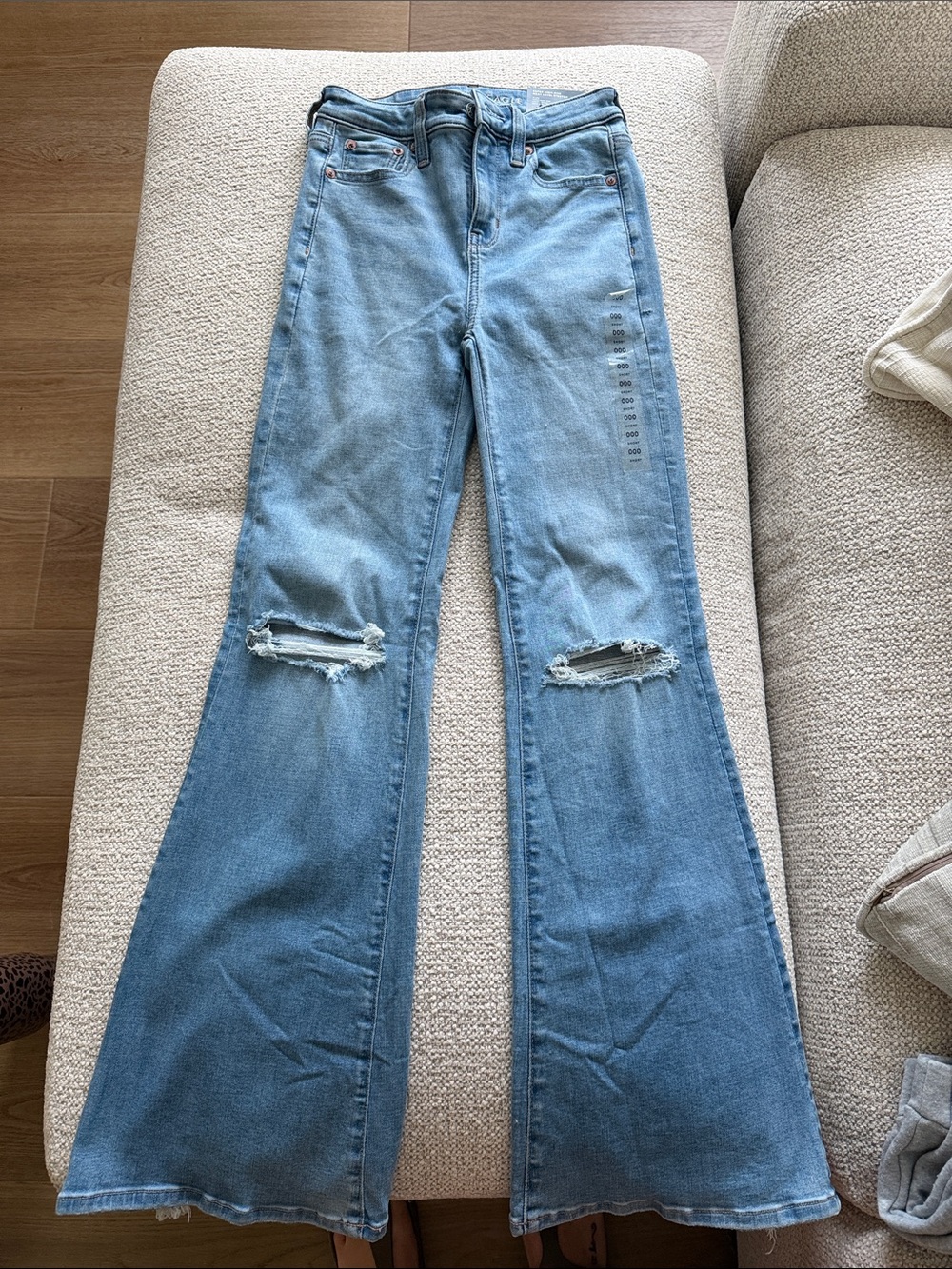 American Eagle Outfitters Light Blue Distressed Bootcut Jeans